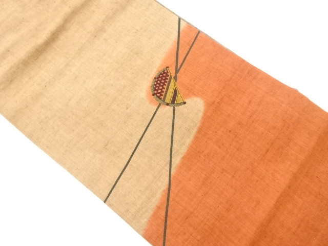 JAPANESE KIMONO / TSUMUGI SAGARA EMBROIDERY ABSTRACT PATTERN NAGOYA OB